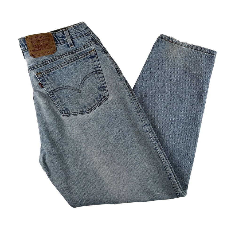 Vintage Levis 560 Jeans Mens 38x32 Light Wash Loose Fit Tapered Denim USA 90s